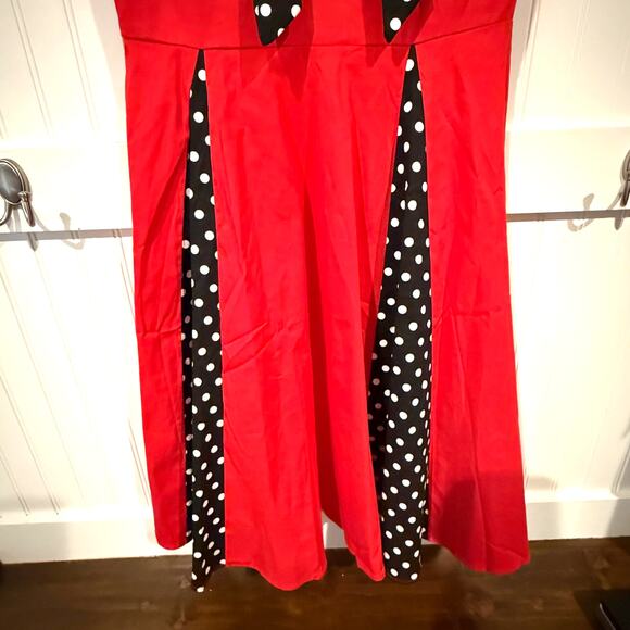 KillReal Rockabilly 50s Pinup Red Black Polka Dot Dress Size Medium - Picture 5 of 6